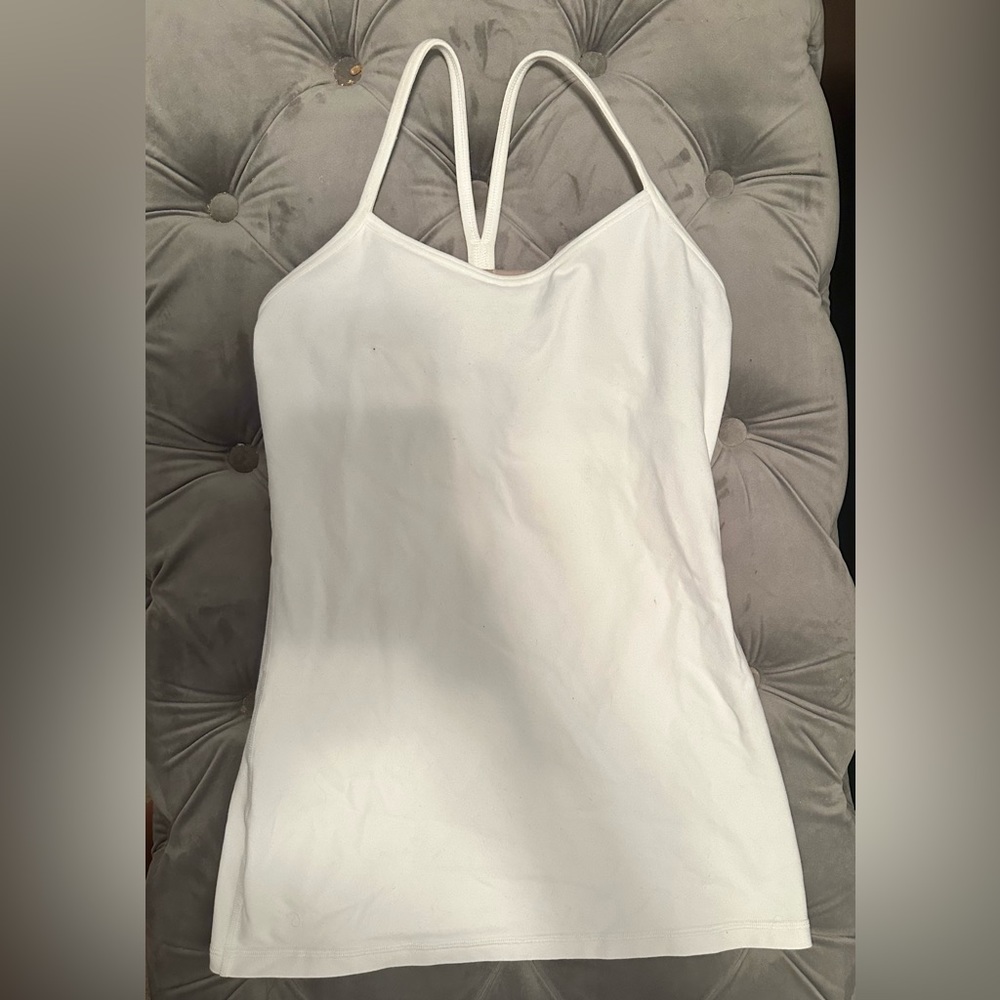 Lululemon, White Power Y Tank, Size 6